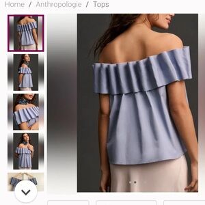 Mare Mare Chic Light Blue Ruffle Blouse anthropology